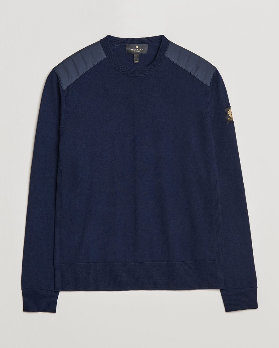 Herr | Tröjor | Belstaff | Kerrigan Crew Neck Merino Sweatshirt Washed Navy