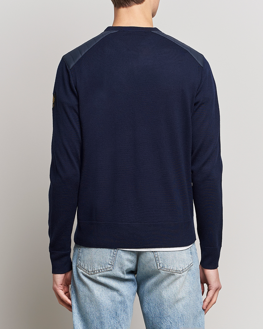 Herr | Tröjor | Belstaff | Kerrigan Crew Neck Merino Sweatshirt Washed Navy