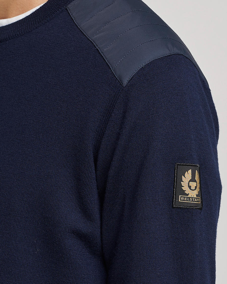 Herr | Tröjor | Belstaff | Kerrigan Crew Neck Merino Sweatshirt Washed Navy