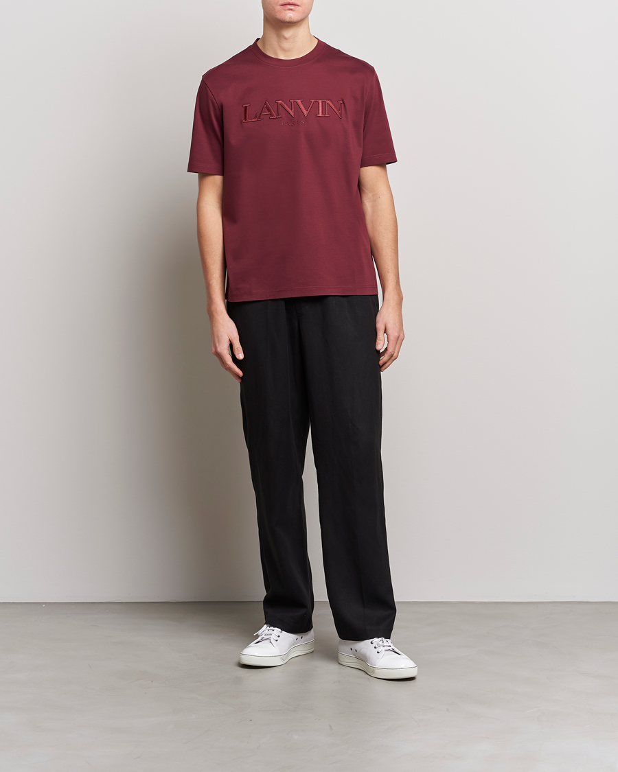 Herr | T-Shirts | Lanvin | Embroidered Tonal Logo T-Shirt Burgundy