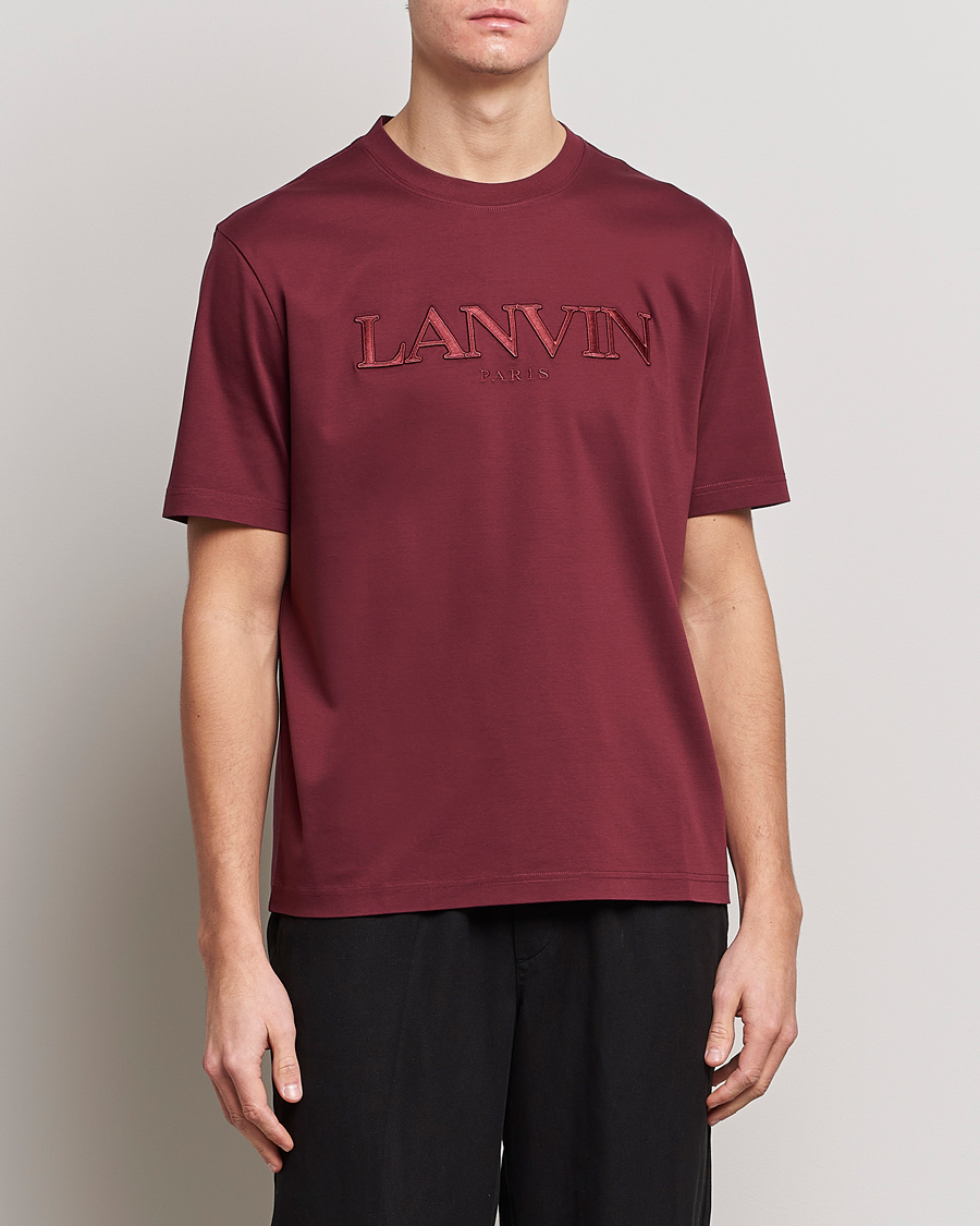 Herr | T-Shirts | Lanvin | Embroidered Tonal Logo T-Shirt Burgundy