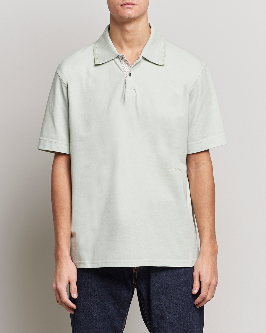 Herr | Kortärmade pikéer | Lanvin | Embroidered Logo Polo Shirt Sage
