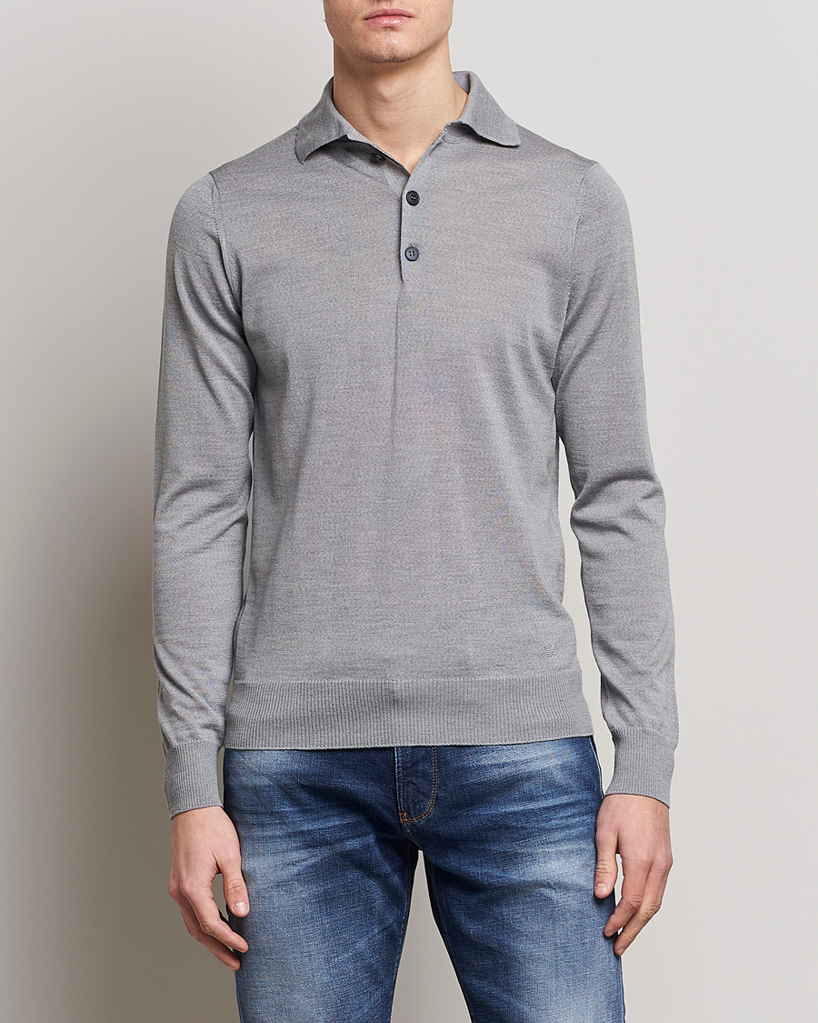 Herr | Stickade pikéer | Emporio Armani | Knitted Merino Pique Grey