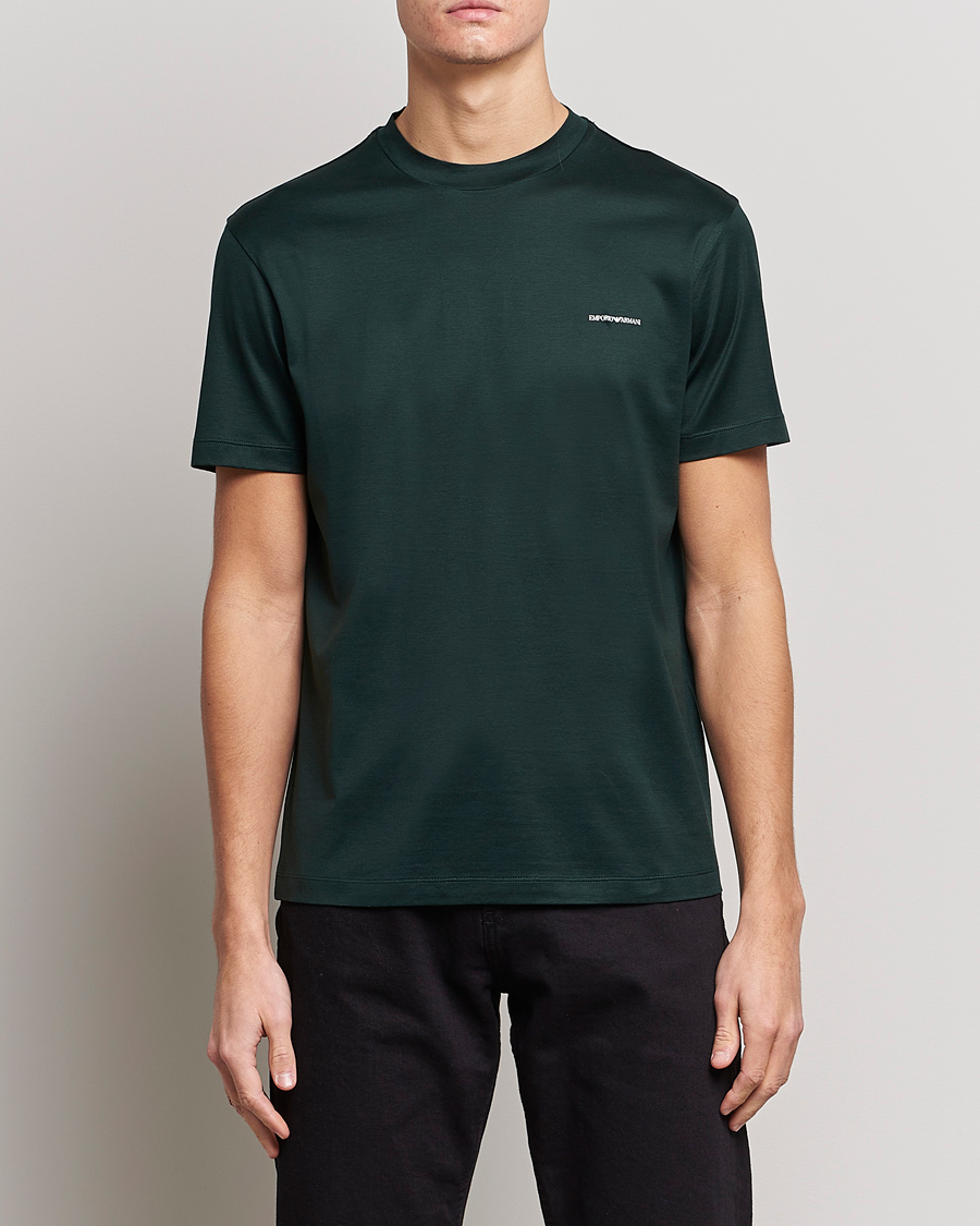 Herr | Kortärmade t-shirts | Emporio Armani | Tencel T-Shirt Green