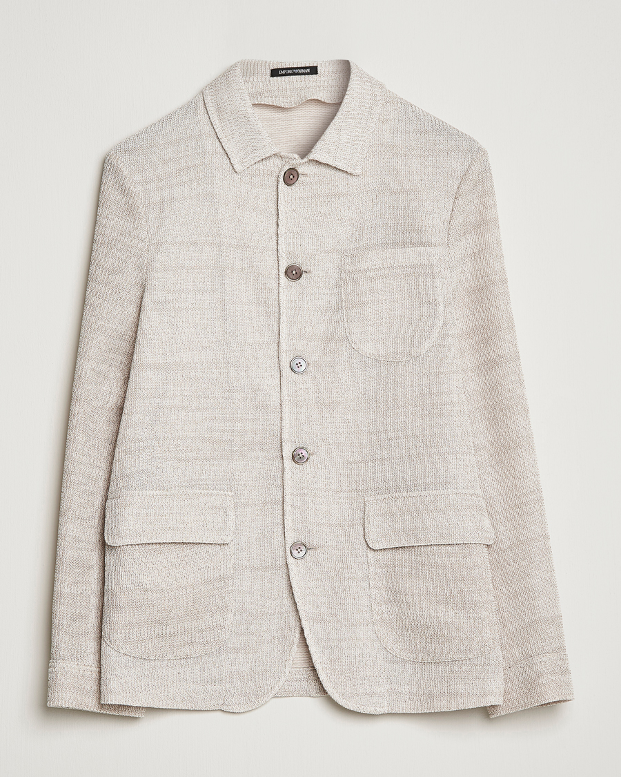 Herr | Kavajer | Emporio Armani | Cotton Knitted Jacket Sand