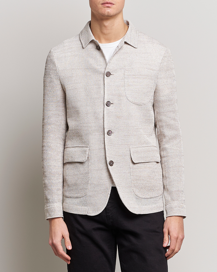 Herr | Kavajer | Emporio Armani | Cotton Knitted Jacket Sand