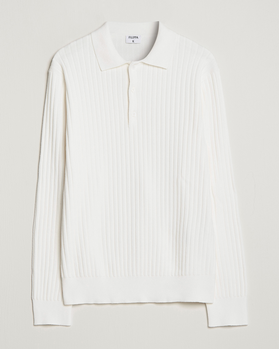 Herr | Tröjor | Filippa K | Knitted Polo Shirt White