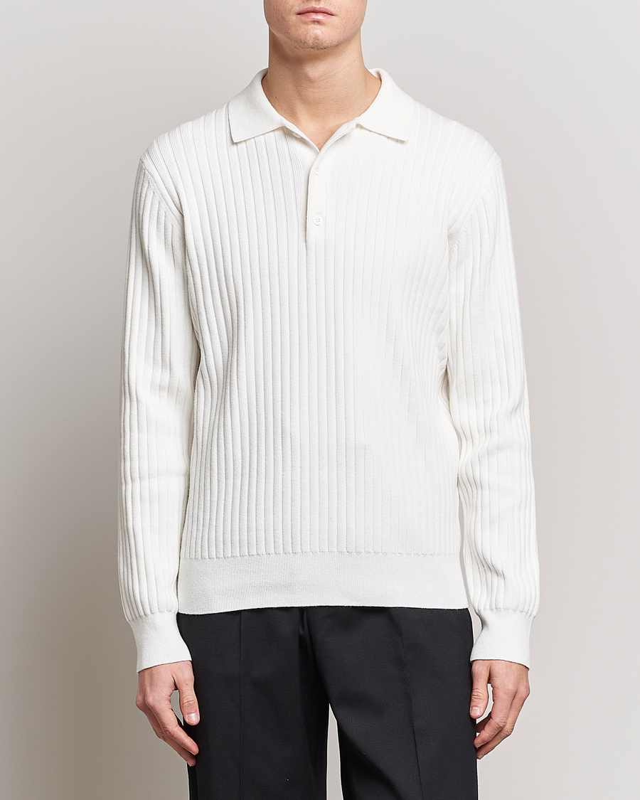 Herr | Stickade pikéer | Filippa K | Knitted Polo Shirt White