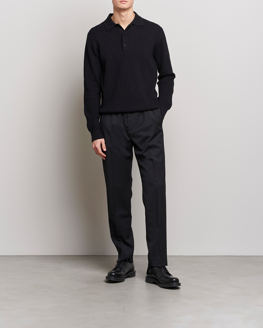 Herr | Tröjor | Filippa K | Knitted Polo Shirt Black