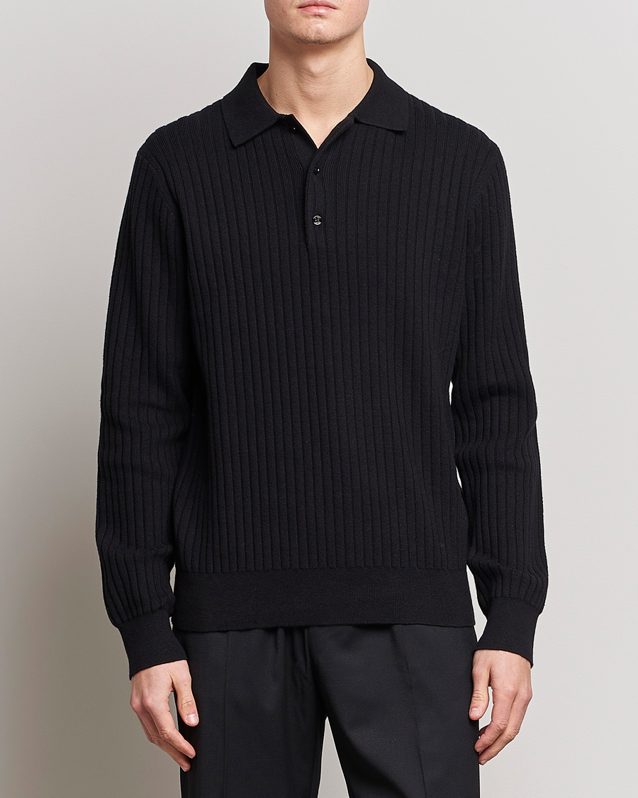 Herr | Filippa K | Filippa K | Knitted Polo Shirt Black