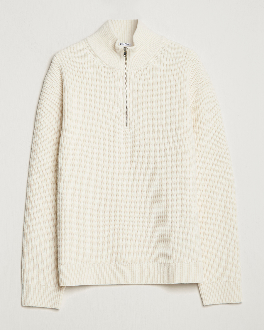 Herr | Tröjor | Filippa K | Half Zip Sweater Off White