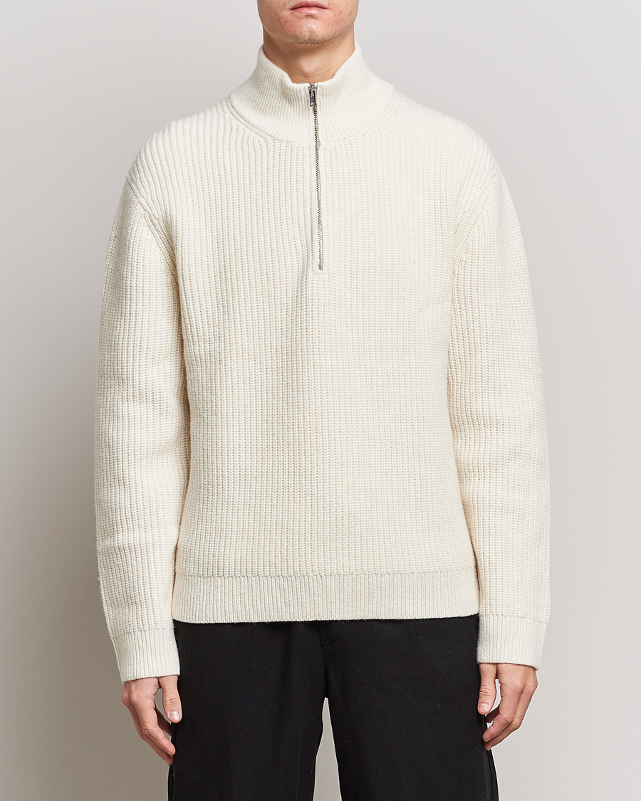 Herr | Tröjor | Filippa K | Half Zip Sweater Off White