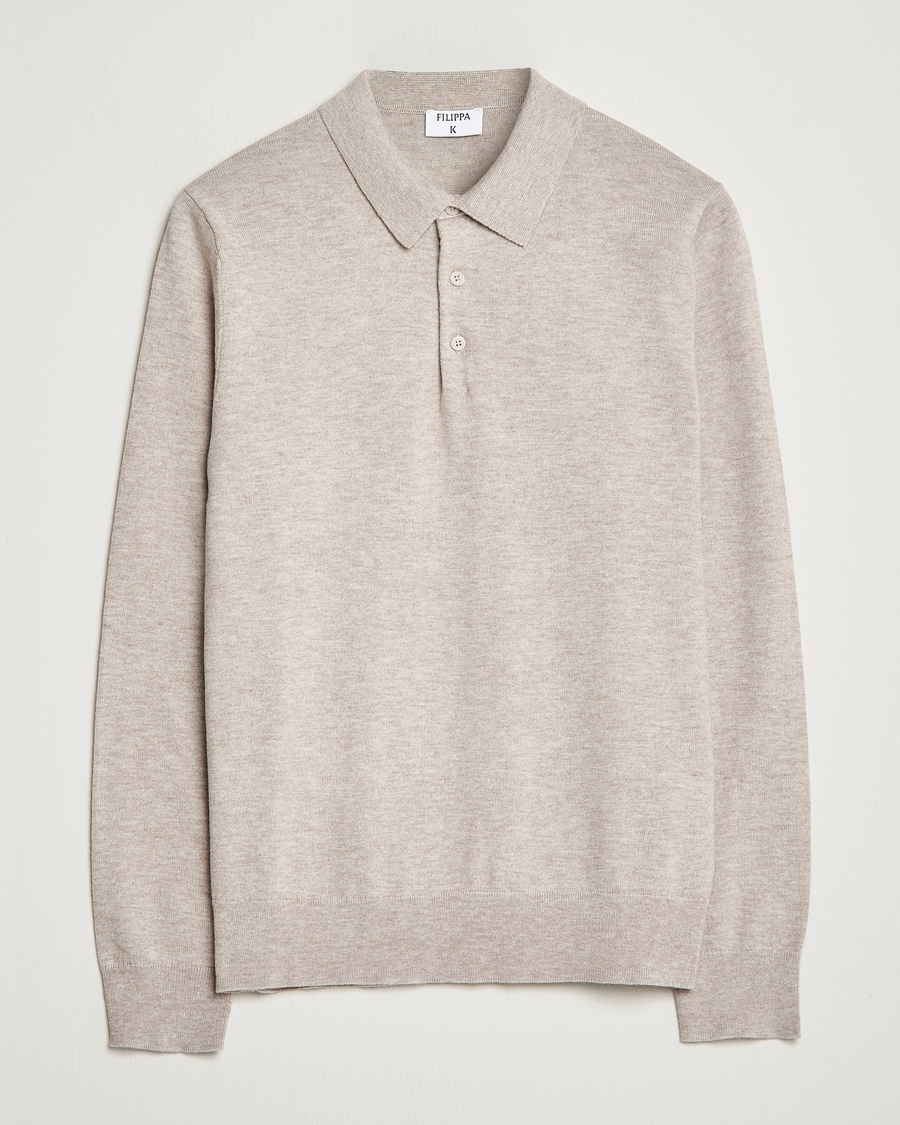 Herr | Tröjor | Filippa K | Knitted Polo Shirt Beige Melange