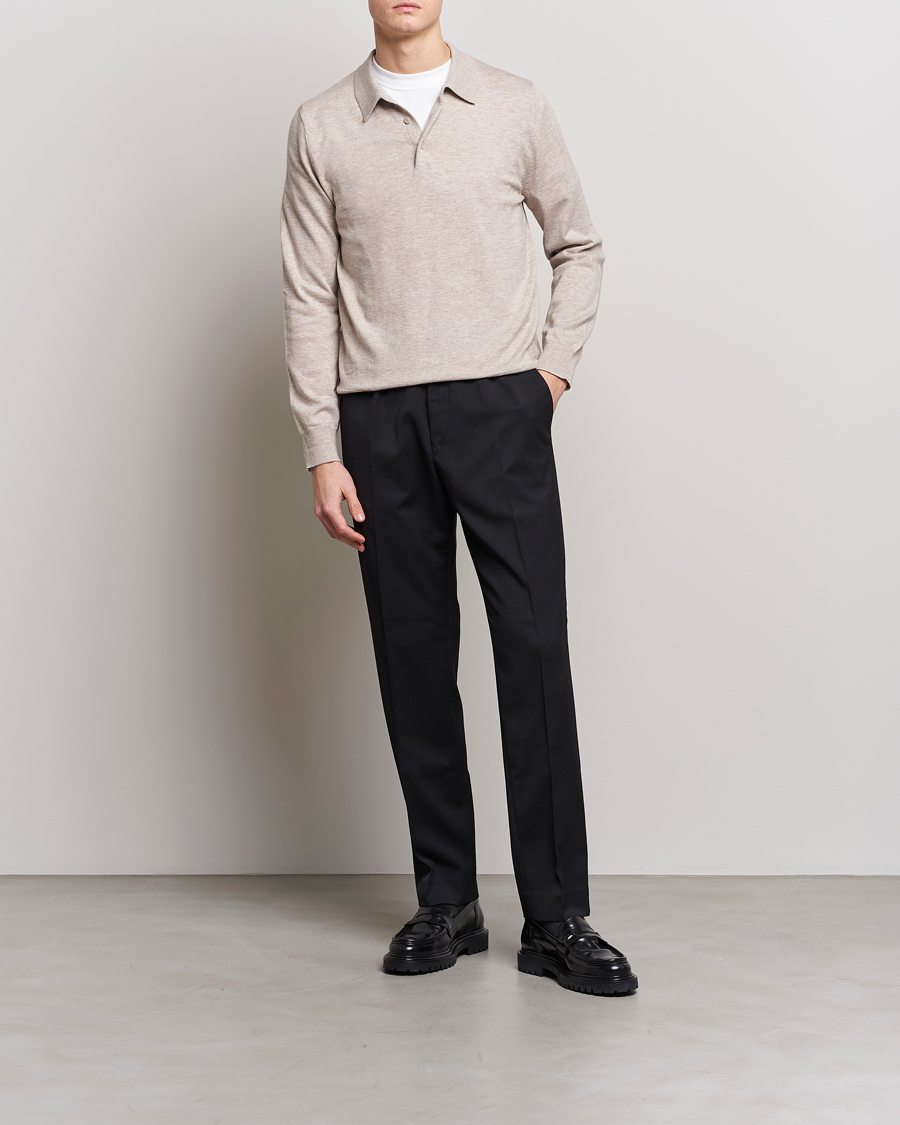 Herr | Tröjor | Filippa K | Knitted Polo Shirt Beige Melange