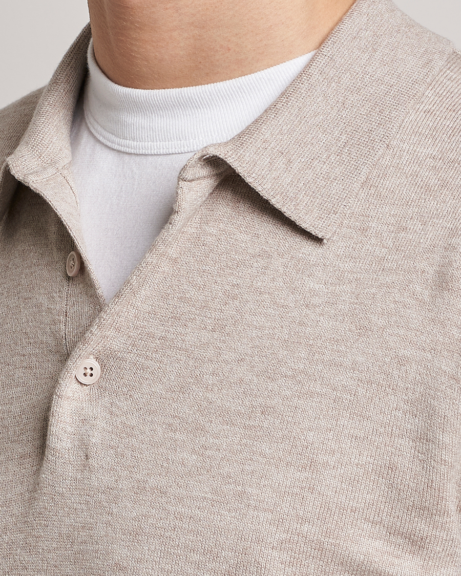 Herr | Tröjor | Filippa K | Knitted Polo Shirt Beige Melange