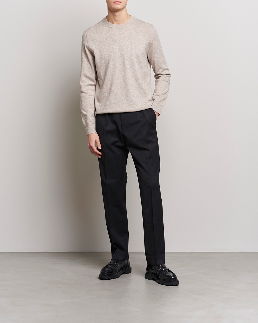 Herr | Tröjor | Filippa K | Cotton Merino Sweater Beige Melange