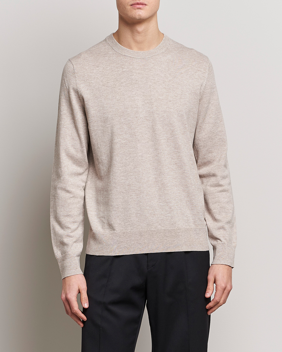 Herr | Tröjor | Filippa K | Cotton Merino Sweater Beige Melange