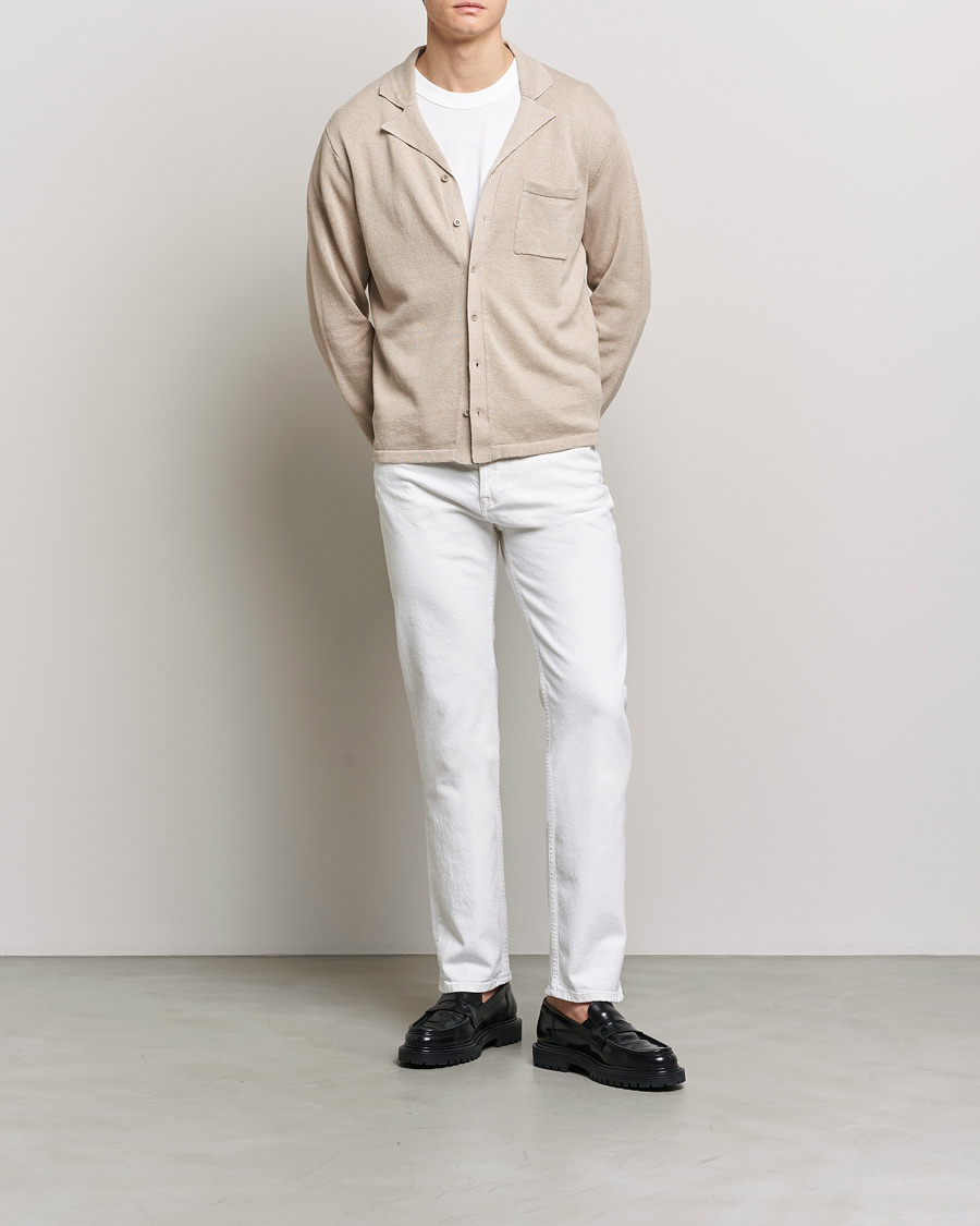 Herr | Skjortor | Filippa K | Cotton Linen Knitted Shirt Dusty Beige