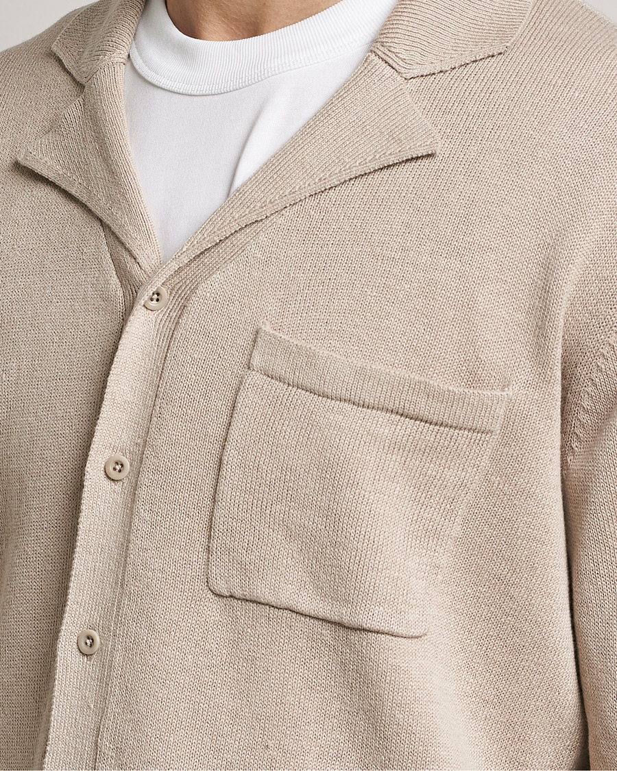 Herr | Skjortor | Filippa K | Cotton Linen Knitted Shirt Dusty Beige