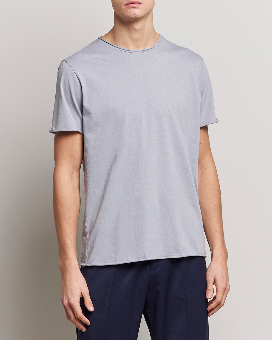 Herr | T-Shirts | Filippa K | Roll Neck Crew Neck Tee Fog Blue