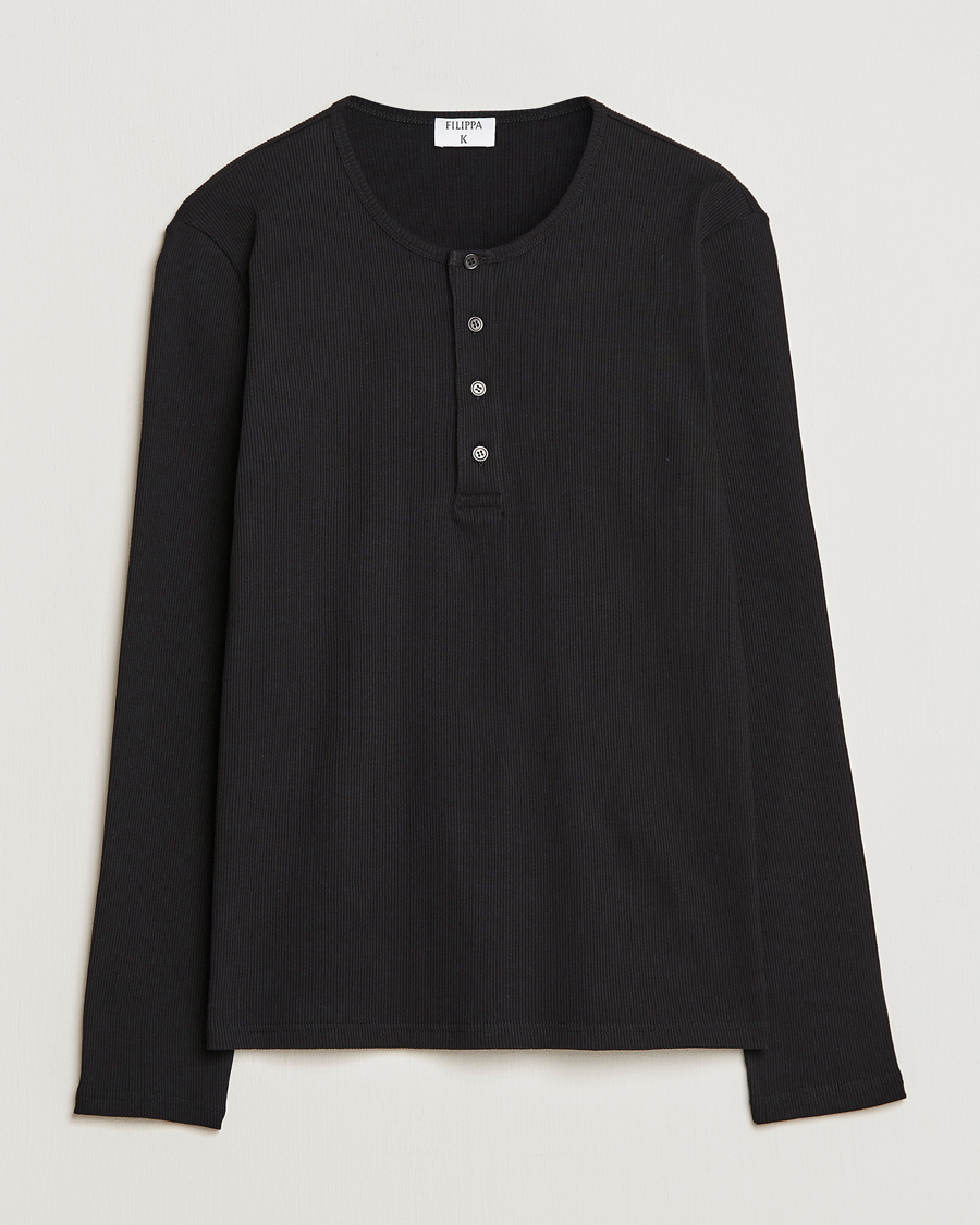 Herr | Tröjor | Filippa K | Rib Henley Black
