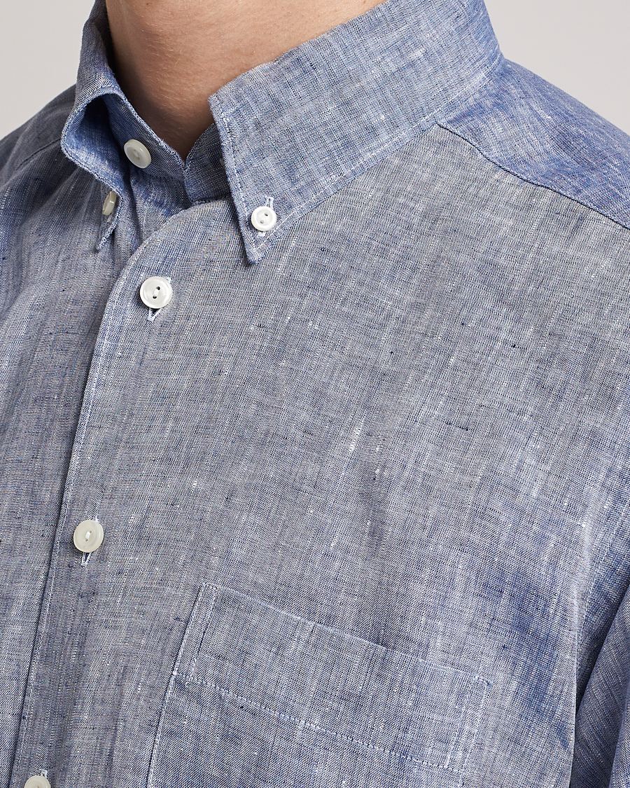 Herr | Skjortor | Eton | Slim Fit Linen Shirt Mid Blue