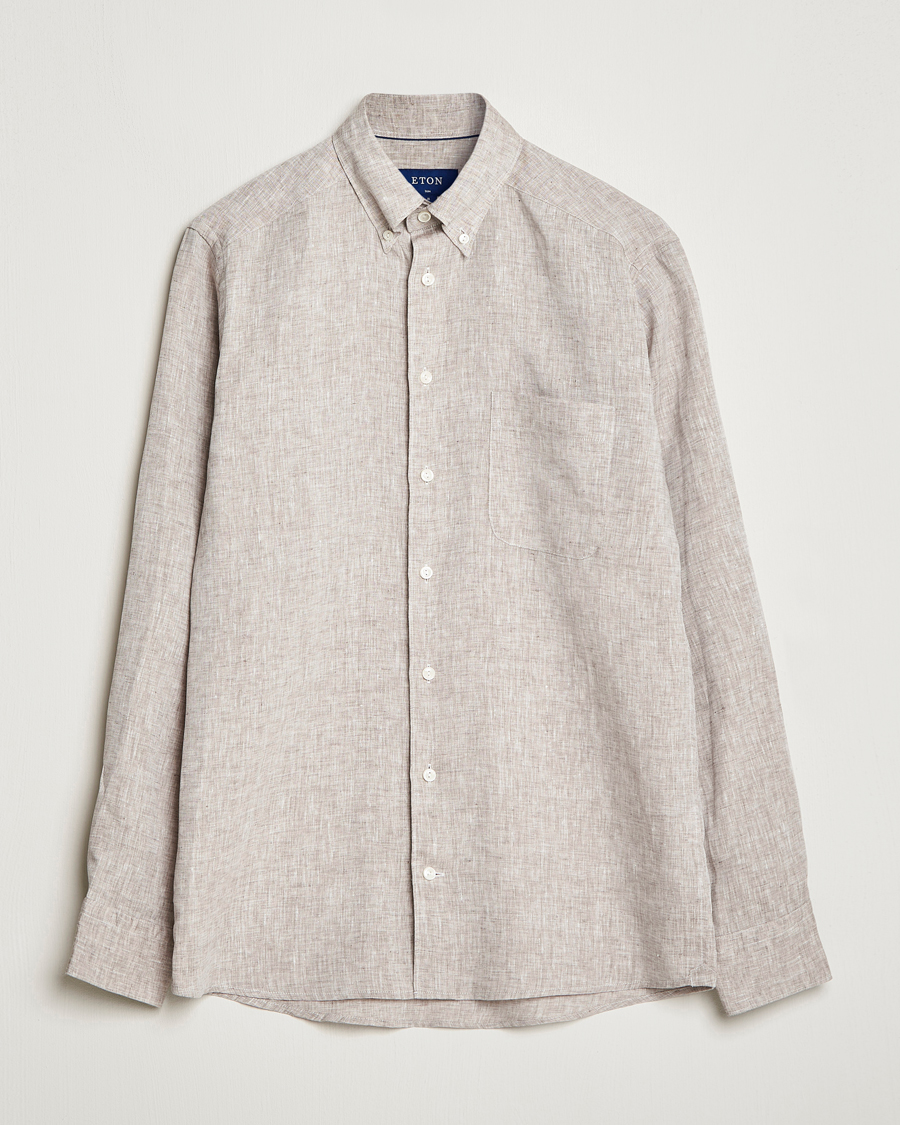 Herr | Skjortor | Eton | Slim Fit Linen Shirt Brown