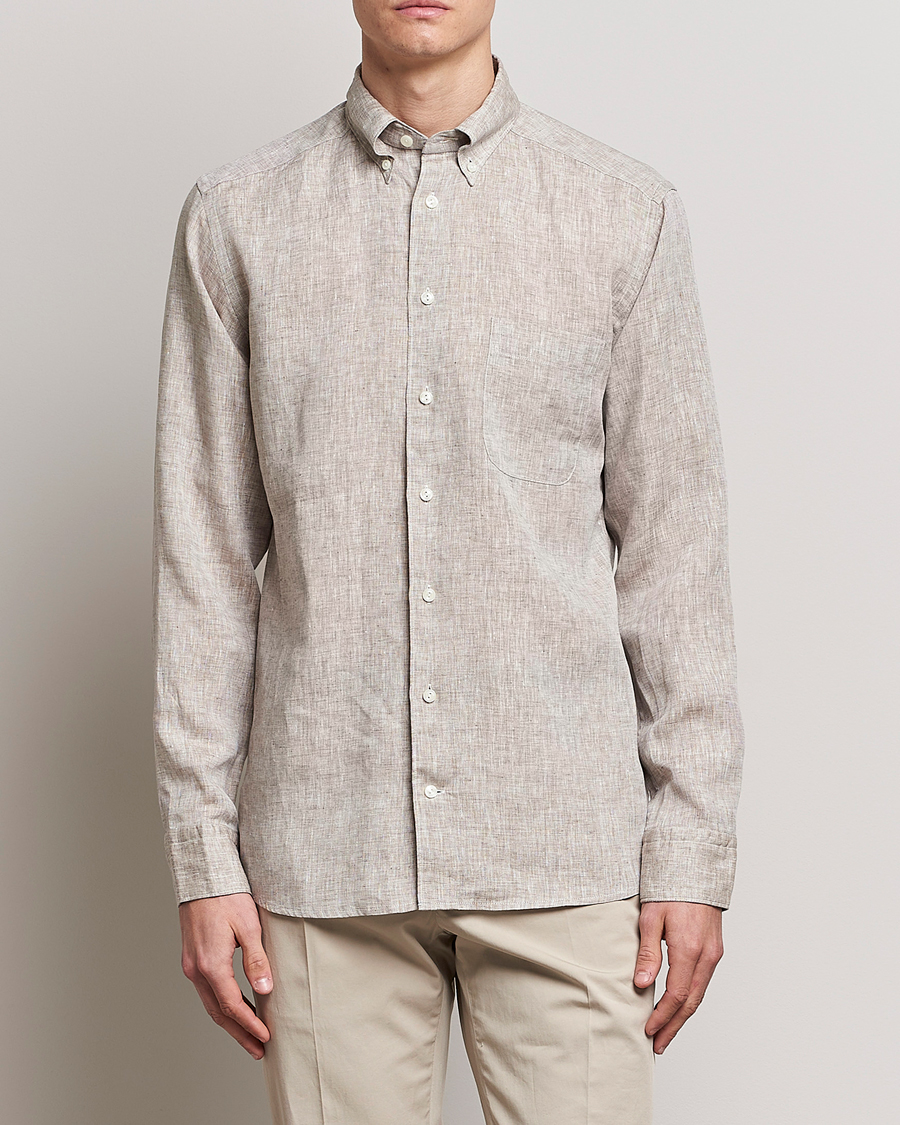 Herr | Skjortor | Eton | Slim Fit Linen Shirt Brown