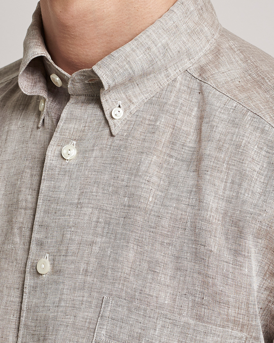 Herr | Skjortor | Eton | Slim Fit Linen Shirt Brown