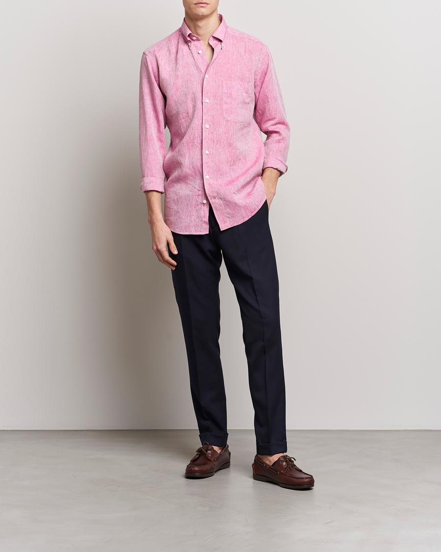 Herr | Skjortor | Eton | Slim Fit Linen Shirt Pink