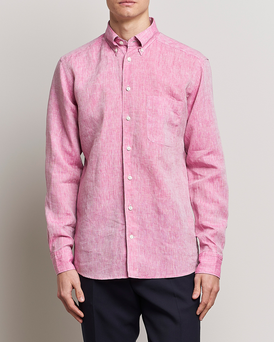 Herr | Skjortor | Eton | Slim Fit Linen Shirt Pink