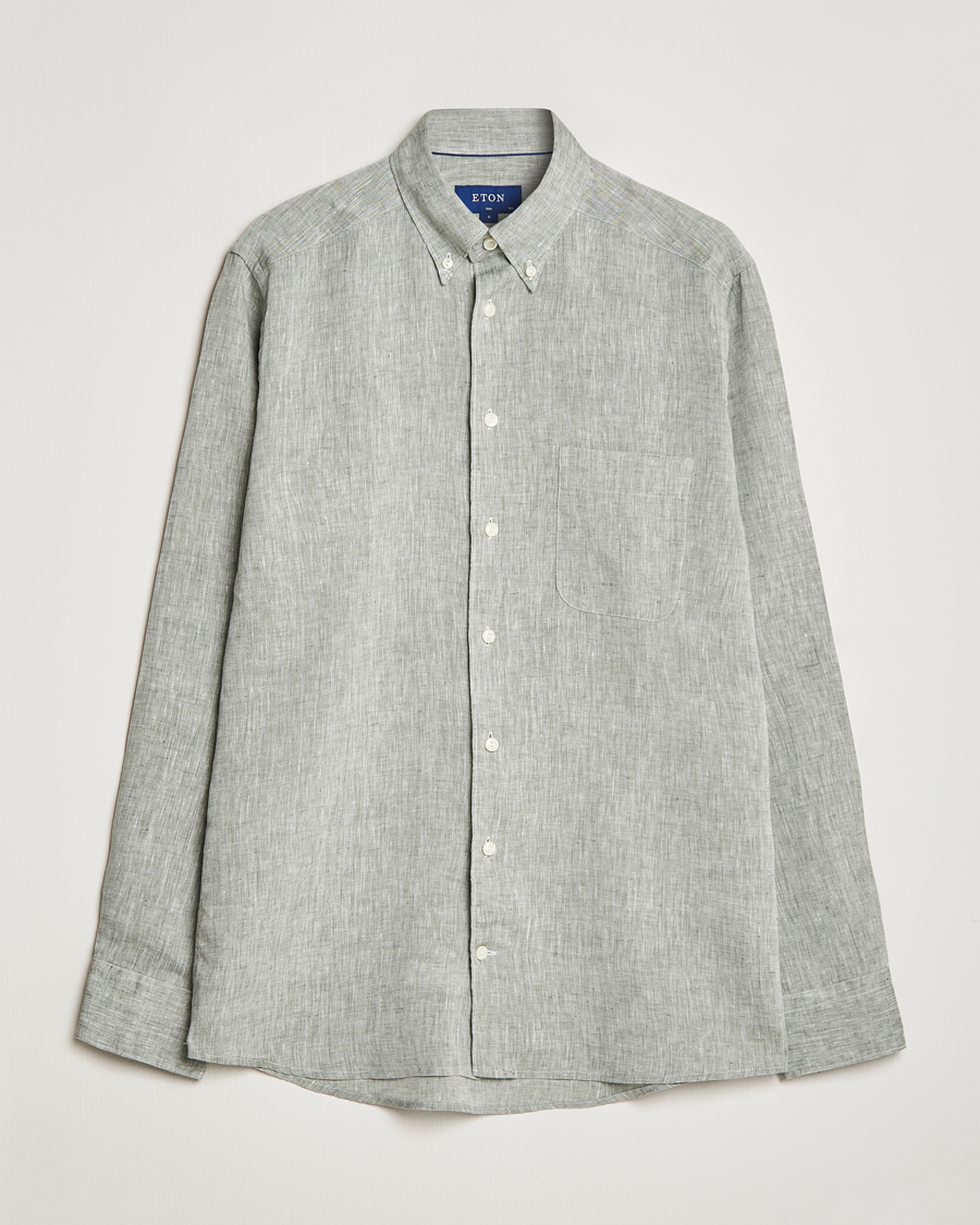 Herr | Skjortor | Eton | Slim Fit Linen Shirt Green