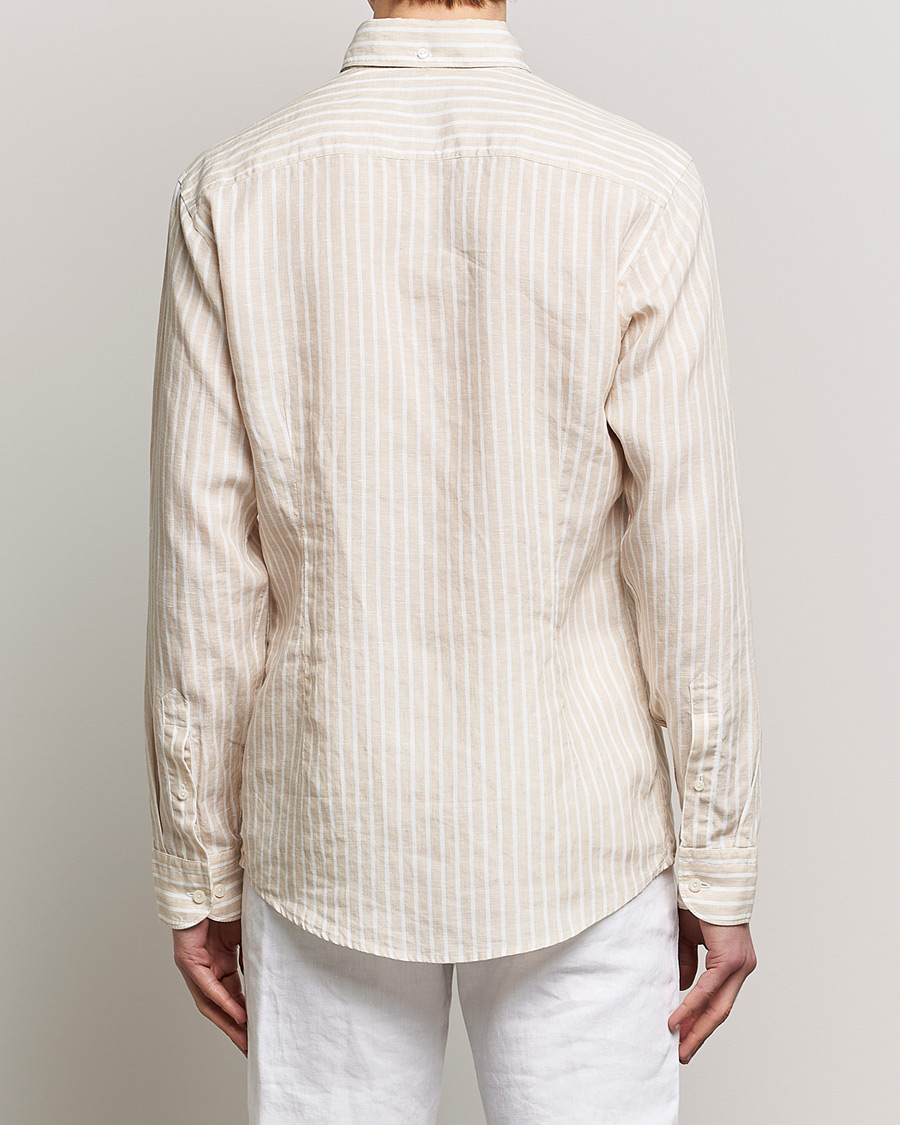 Herr | Skjortor | Eton | Slim Fit Striped Linen Shirt Brown