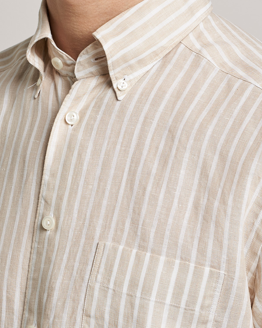 Herr | Skjortor | Eton | Slim Fit Striped Linen Shirt Brown