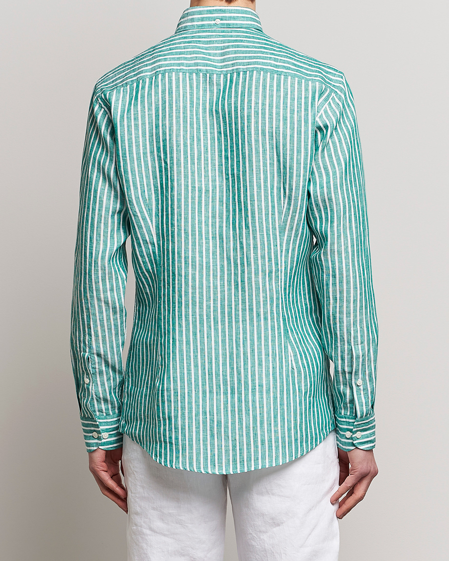 Herr | Skjortor | Eton | Slim Fit Striped Linen Shirt Green