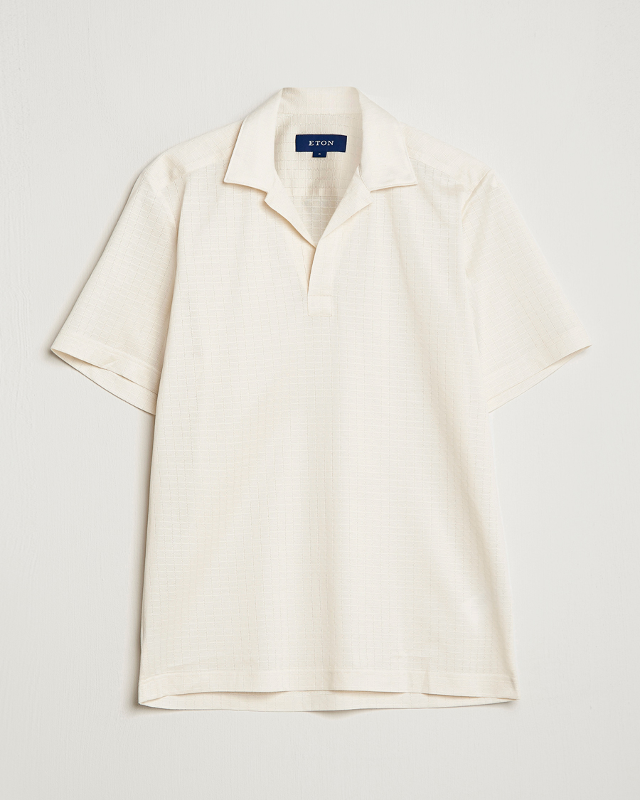 Herr | Pikéer | Eton | Filo Di Scozia Open Collor Shirt White