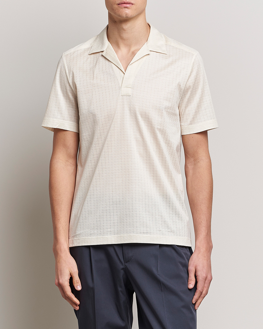 Herr | Pikéer | Eton | Filo Di Scozia Open Collor Shirt White