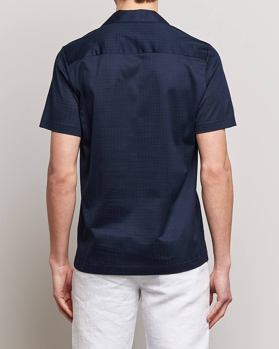 Herr | Pikéer | Eton | Filo Di Scozia Open Collor Shirt Navy Blue
