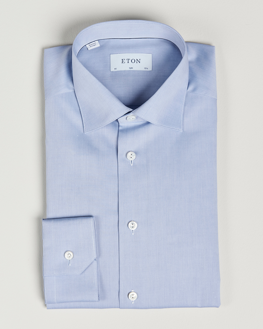 Herr | Skjortor | Eton | Fine Pique Shirt Light blue