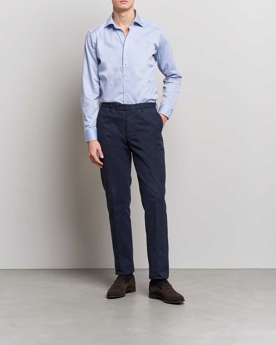 Herr | Skjortor | Eton | Fine Pique Shirt Light blue