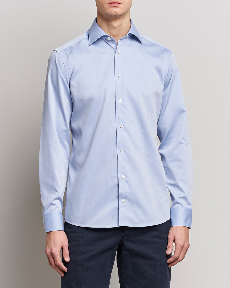 Herr | Pikéskjortor | Eton | Fine Pique Shirt Light blue