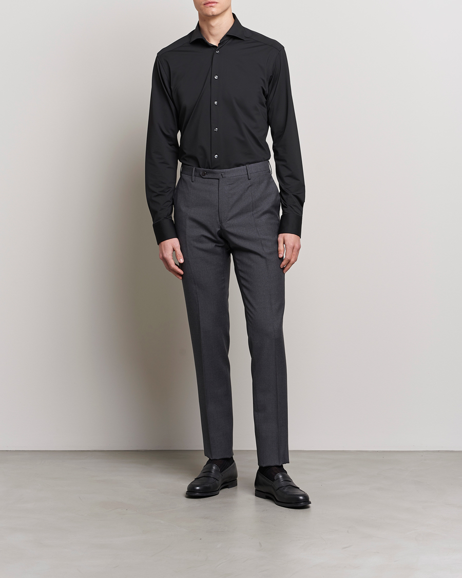 Herr | Skjortor | Eton | Slim Fit Four Way Stretch Shirt Black