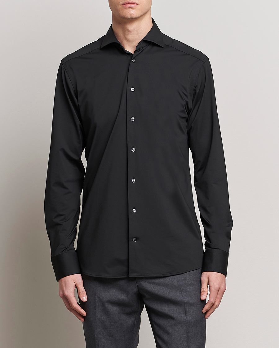 Herr | Eton | Eton | Four Way Stretch Shirt Black