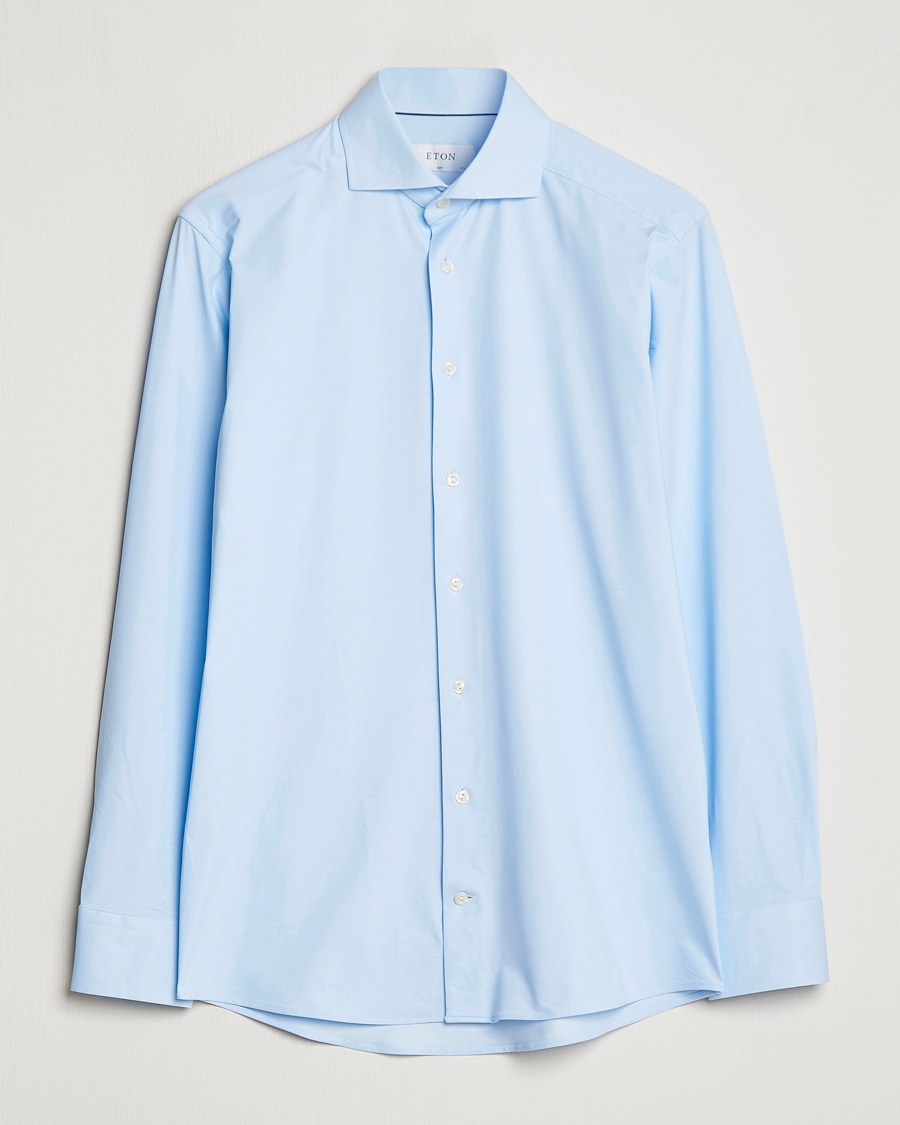 Herr | Skjortor | Eton | Slim Fit Four Way Stretch Shirt Light Blue