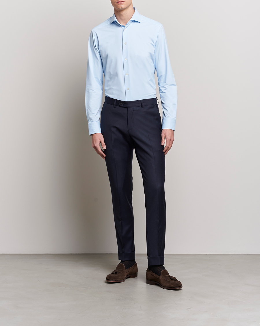 Herr | Skjortor | Eton | Slim Fit Four Way Stretch Shirt Light Blue