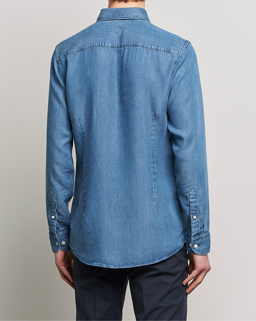 Herr | Skjortor | Eton | Light Denim Tencel Shirt Navy Blue