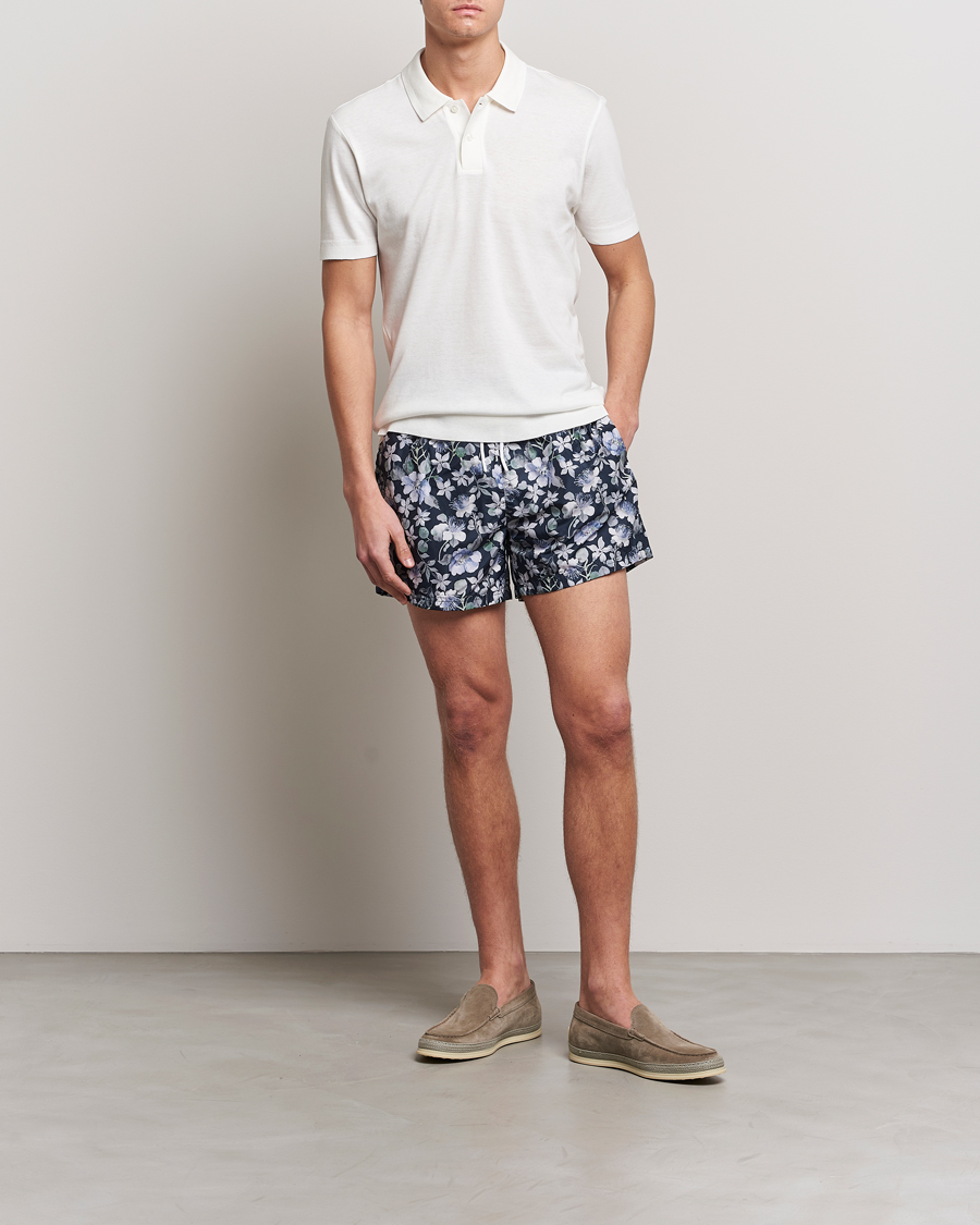 Herr | Badbyxor | Eton | Floral Swim Shorts Navy Blue