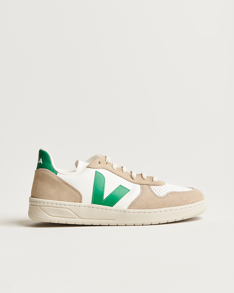 Herr | Veja V-10 Chromefree Leather Extra White/Emeraude Green | Veja | V-10 Chromefree Leather Extra White/Emeraude Green