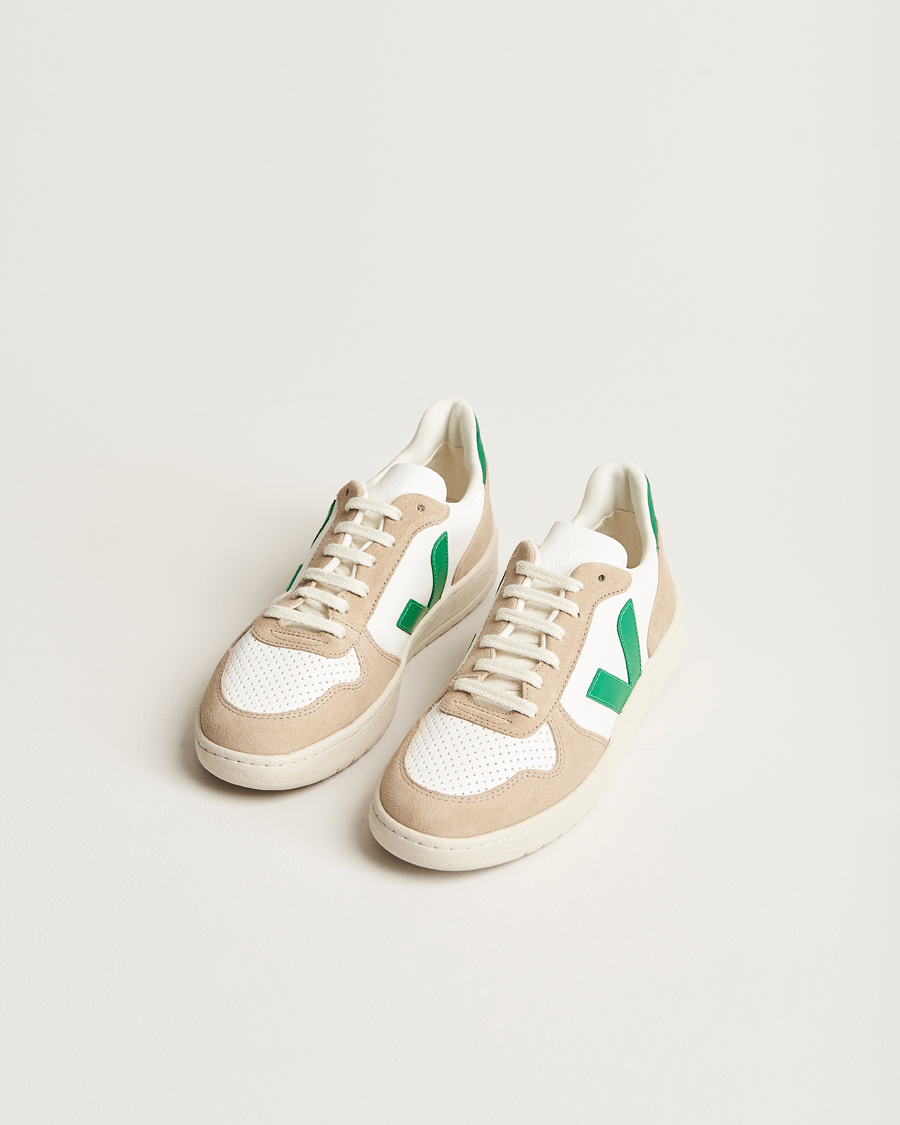 Herr | Veja V-10 Chromefree Leather Extra White/Emeraude Green | Veja | V-10 Chromefree Leather Extra White/Emeraude Green
