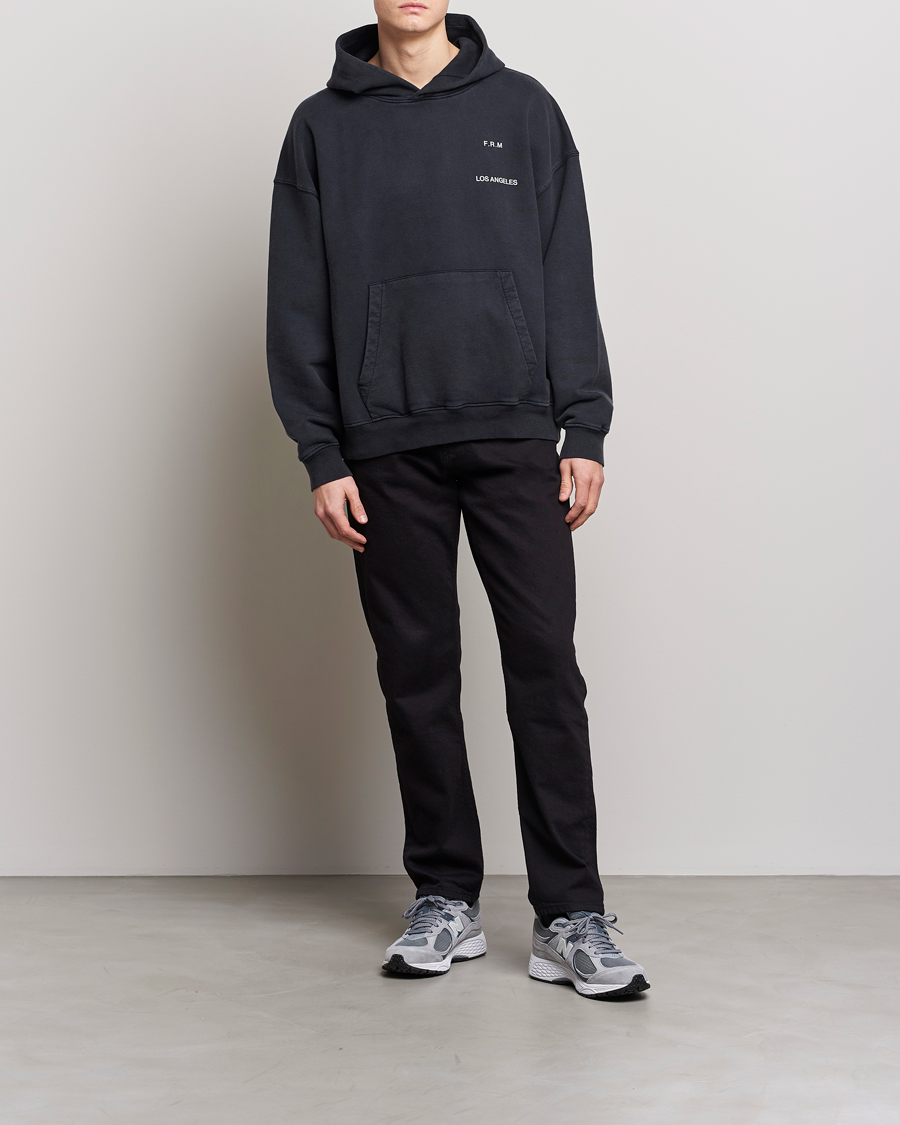 Herr | Tröjor | FRAME | Faded Washed Coton Hoodie Black